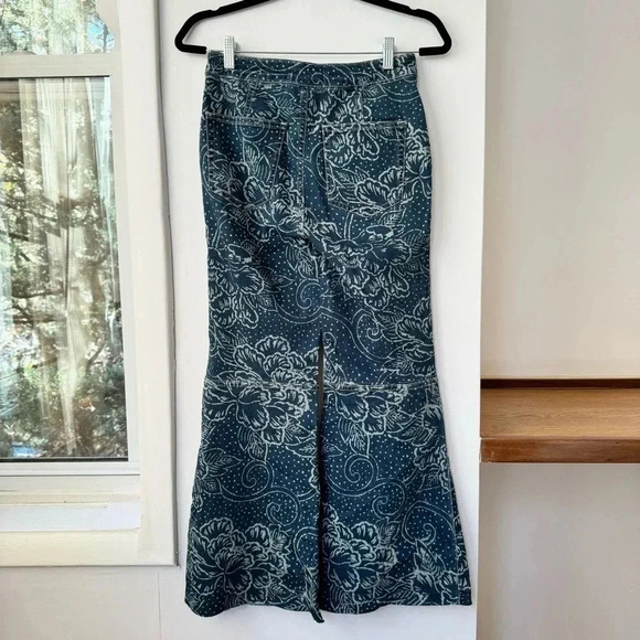 Free People Printed Crop Flare Jeans High Rise Denim Ankle Blue We The Free - Picture 8 of 17